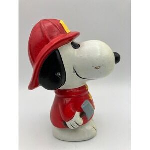 Vintage Snoopy Fireman Coin Bank 1958 United Features Syndicate Collectible 6"